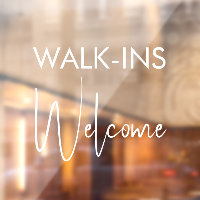 Walk-ins Welcome Modern White Text Hair Nail Salon