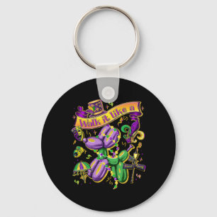Walk It Like Mardi Gras Dog Retro Funny Mardi Gras Key Ring