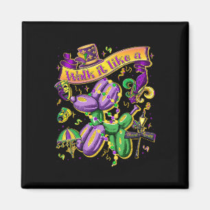 Walk It Like Mardi Gras Dog Retro Funny Mardi Gras Magnet