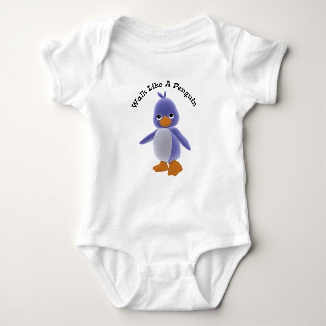 Walk Like A Penguin Crawler T-Shirt Baby Bodysuit (Front)