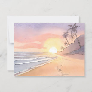 Walk on the Beach Ocean Watercolor Postcard