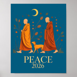 Walk peace 2026 world peace monks with aloka dog  poster