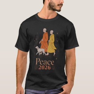 Walk Peace 2026 World Peace Monks with Dog Spiritu T-Shirt