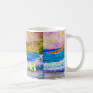 walk the beach art coffee mug