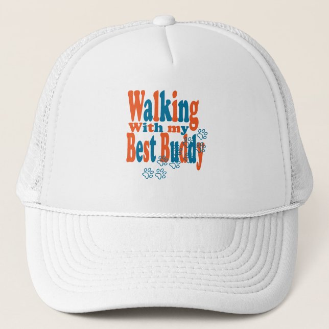 Walk the Dog Trucker Hat with Footstep Design (Front)
