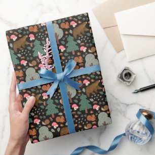 Walk Through the Woods on Black Wrapping Paper