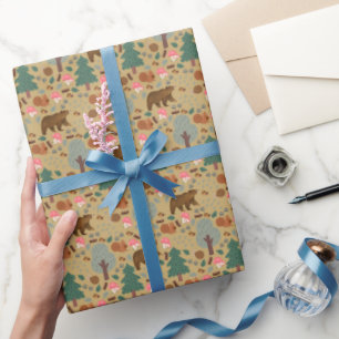 Walk Through the Woods on Burlywood Brown Wrapping Paper