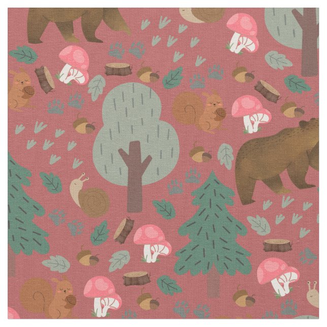 Walk Through the Woods on Chestnut Fabric (Close Up)