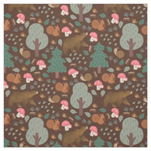 Walk Through the Woods on Chocolate Brown Fabric