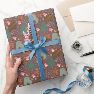 Walk Through the Woods on Deep Coffee Brown Wrapping Paper