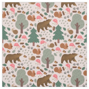 Walk Through the Woods on Light Pink Fabric