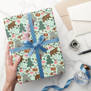 Walk Through the Woods on Pale Green Wrapping Paper