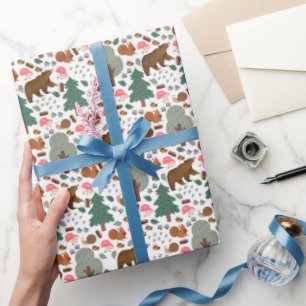 Walk Through the Woods on White Wrapping Paper