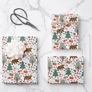 Walk Through the Woods on White Wrapping Paper Sheet