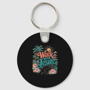 Walk with jesus coastal beach faith summer design key ring