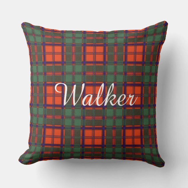 Walker clan Plaid Scottish kilt tartan Cushion (Front)