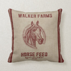 Walker Farms Horse Feed Sack Cushion