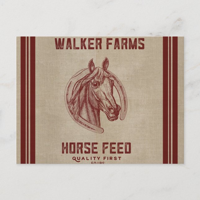 Walker Farms Horse Feed Sack Postcard (Front)