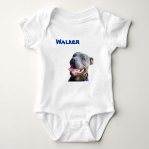 Walker Name With Staffy Bull Terrier Baby Bodysuit