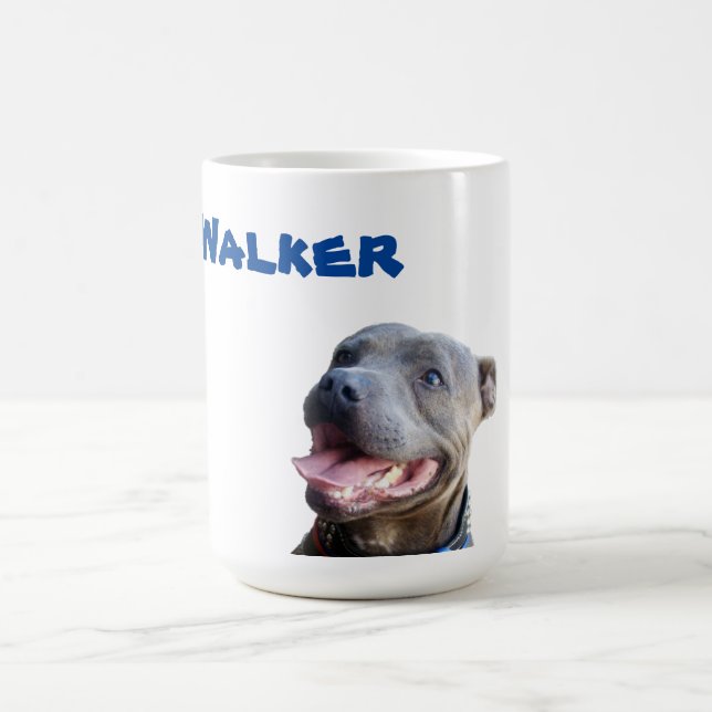 Walker Name With Staffy Bull Terrier, Coffee Mug (Center)