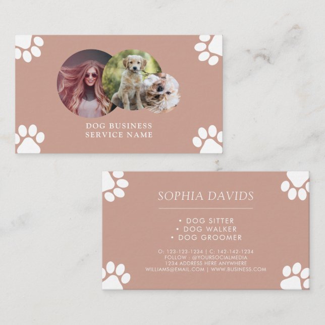 Walker Pet Sitting Business Custom Photo Business Card (Front/Back)