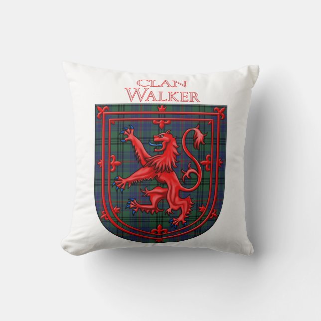 Walker Tartan Scottish Plaid Lion Rampant Cushion (Front)