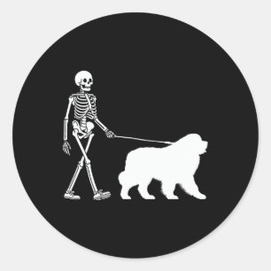 Walking A Newfoundland Dog Halloween Outfit Classic Round Sticker