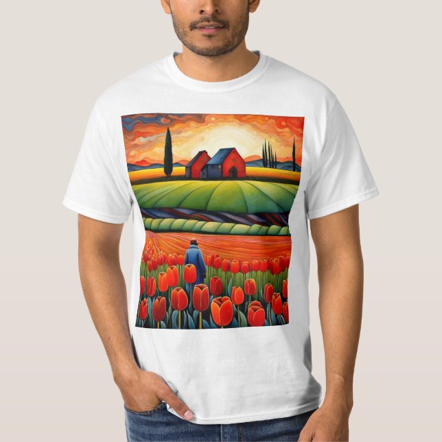 Walking among Tulip Fields 1 T-Shirt (Front)