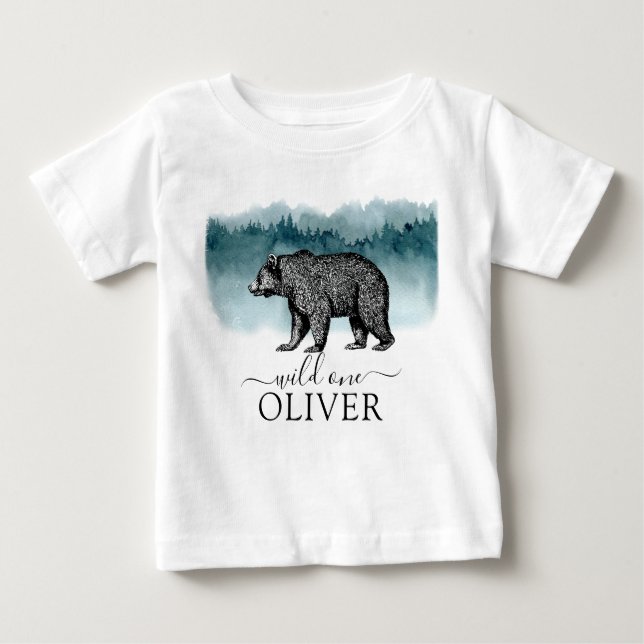 Walking Bear Wild One Birthday Boy T-Shirt (Front)