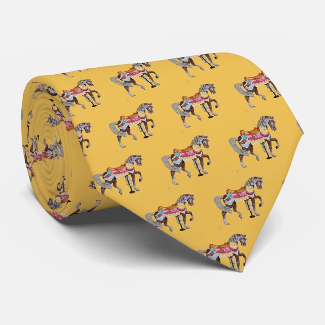 Walking Black Carousel Horse Tie (Rolled)
