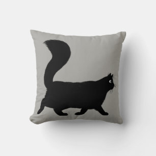 Walking Black Cat   Cool Kitty with Fluffy Tail Cushion