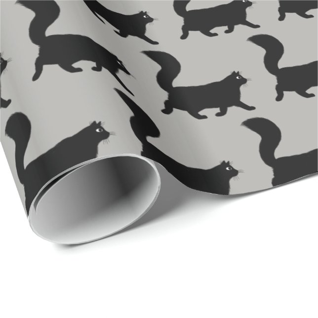 Walking Black Cats Pattern | Cool Kitty Lover's Wrapping Paper (Roll Corner)