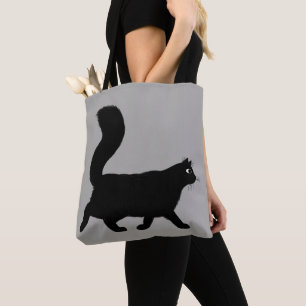 Walking Black Kitty Cat   Funky Feline Fashion Tote Bag