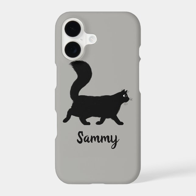 Walking Black Kitty Cat with Custom Text (Back)