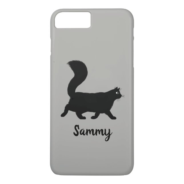 Walking Black Kitty Cat with Custom Text Case-Mate iPhone Case (Back)