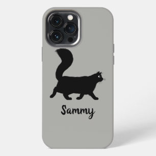 Walking Black Kitty Cat with Custom Text  iPhone 13 Pro Max Case