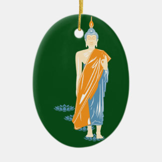 Walking Buddha Christmas Ornament (Ceramic)
