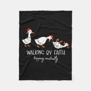 Walking By Faith Tripng Constantly Bible Christmas Fleece Blanket