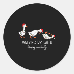 Walking By Faith Tripping Constantly Bible Christm Classic Round Sticker