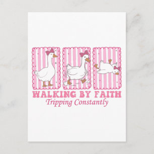 Walking By Faith Tripping Constantly Funny Clumsy Postcard