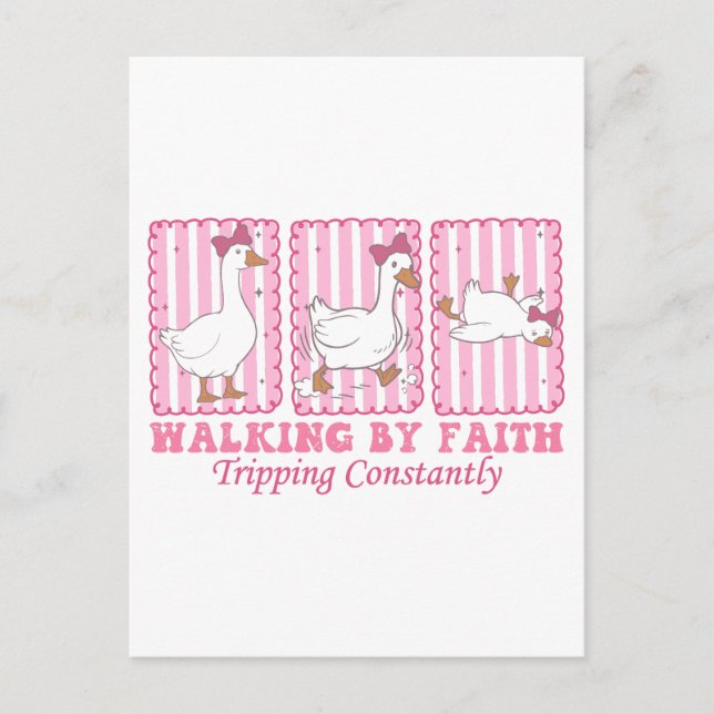 Walking By Faith Tripping Constantly Funny Clumsy Postcard (Front)