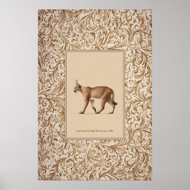 Walking Caracal Poster Print  Neutral Wildlife (Front)