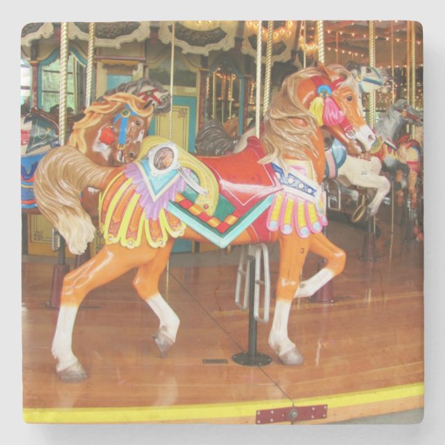 Walking Carousel Horse Stone Coaster (Front)