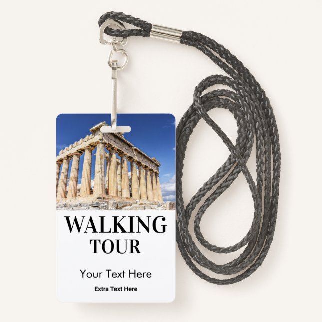 Walking City Tour Photo & Logo Badge ID Badge (Front with Lanyard)