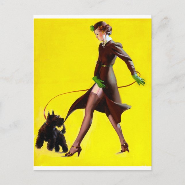 Walking Dog Pin Up Postcard (Front)