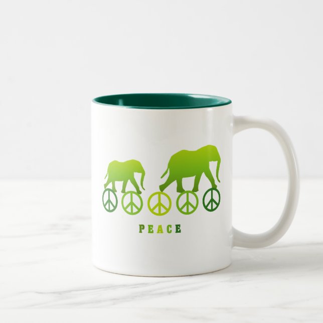 Walking Elephants in Peace Two-Tone Coffee Mug (Right)