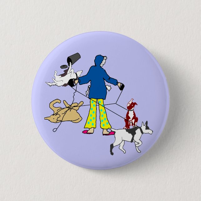 Walking Flyball Dogs 6 Cm Round Badge (Front)