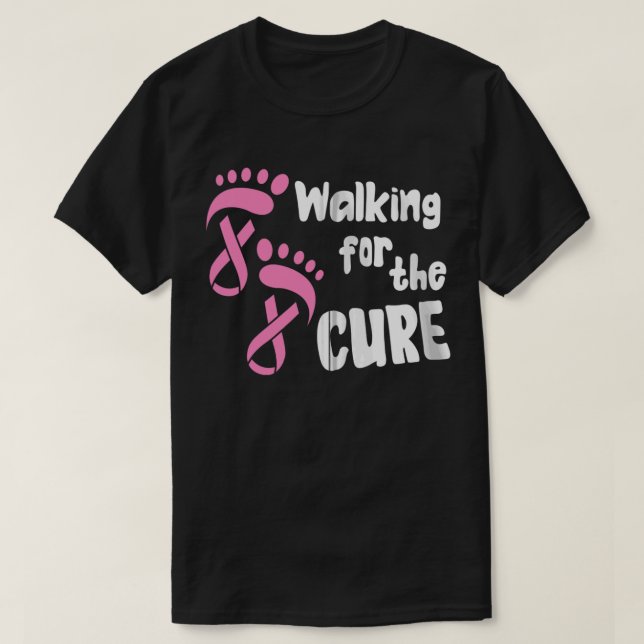 Walking For The Cure - Breast Cancer Awareness Gif T-Shirt (Design Front)