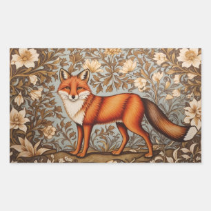 Walking Fox William Morris Inspired  Rectangular Sticker
