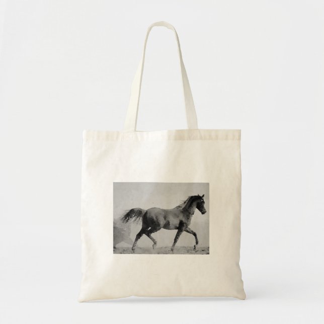Walking Horse Black & White Tote Bag (Front)